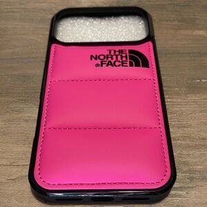 The North Face Hot Pink Padded Phone Case fits iPhone 17 Pro max. North Face